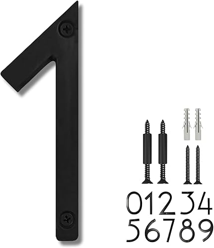Miniatura 31 de NACH Números de Casa Flotantes, Números de Casa de Aluminio Negro de 8 Pulgadas para Exteriores - Número 3, Números de Puerta con Herrajes de Montaje