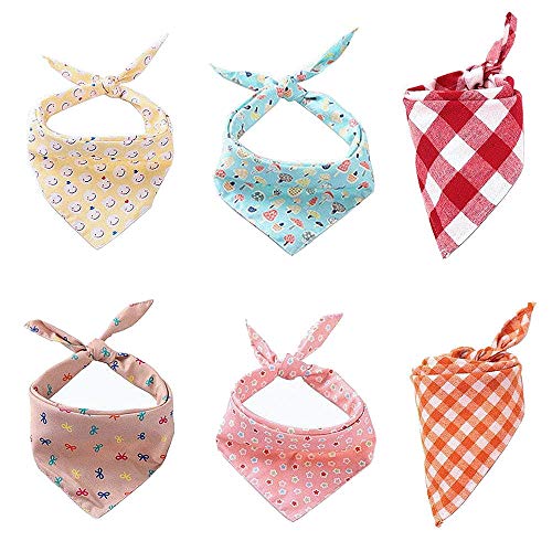 [6 Pack] Pet Dog Bandana, Soft Triangle Bibs Scarfs Adjustable Washable Pet Kerchief for Small Medium Large Pet Puppy Cats Pets