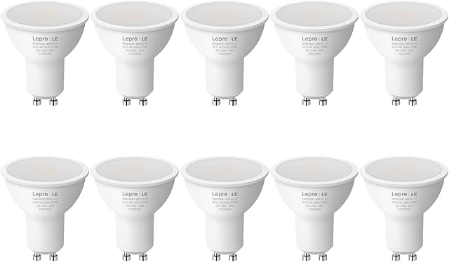 Lepro GU10 LED Bulbs, Warm White 2700K, 4W 345lm, 50W Halogen Spotlight Bulb Equivalent, Energy Saving GU10 LED Light Bulbs, 100° Wide Beam, Non-dimmable, Pack of 10