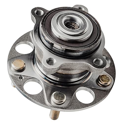 Image of Detroit Axle - Pair Rear Wheel Bearing and Hubs Assembly for 2005-2007 Honda Accord [Hybrid ONLY], 2004-2008 Acura TSX, 5 Lugs w /ABS