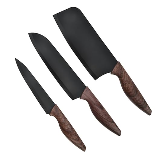 Classic Razor-Sharp 3-Piece Kitchen Knife Set,The knife set includes a slicing knife, a chef's knife, and a fruit knife