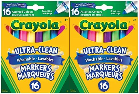 Crayola Ultra-Clean Washable Broad Line Markers (2 Boxes), Bulk Classroom Markers for Kids, 16 Colours, Teacher Must Haves Wishlist, Bulk School Supplies - View 3