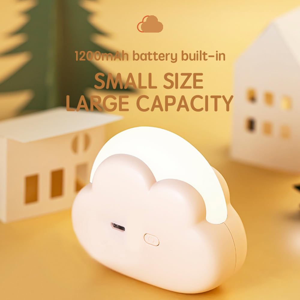 Luce notturna a LED portatile, mini lampada da scrivania a forma di nuvola con 4 modalità di lavoro, luce notturna ricaricabile per bambini, per campeggio, lampada da comodino per camera da