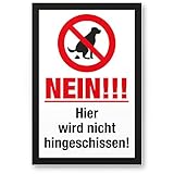 WETTERFESTES HINWEISSCHILD: Dieses Kunstoffschild ist sowohl für innen, als auch für außen geeignet. Die Oberfläche ist wetterbeständig. Kräftige Farben für klare Botschaften an alle Hundehalter