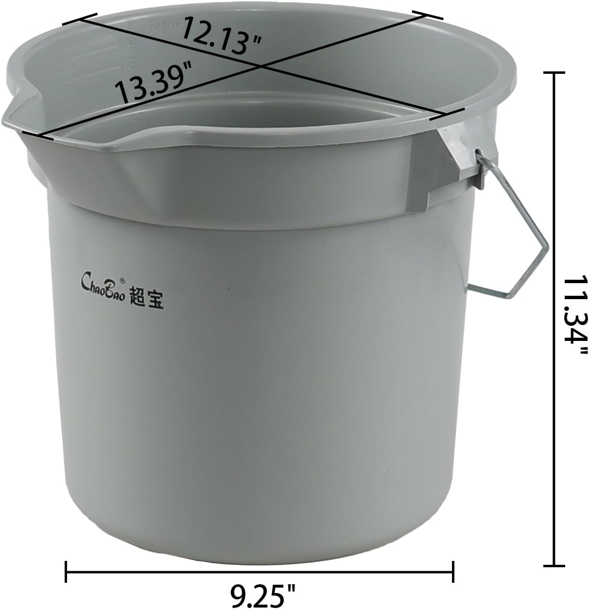 3.5 Gallon Heavy-Duty Plastic Cleaning Buckets with Handle, 4 Pcs 14 Quart Round Utility Bucket Pail, Gray