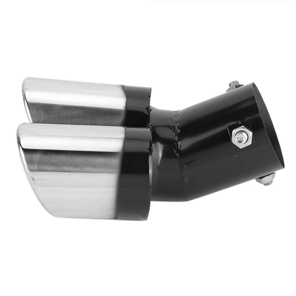 Qiilu Exhaust Tail Throat, Exhaust Baffles Mufflers 63mm / 2.5in Stainless Steel Car Dual Tip Tail Pipe Accessory