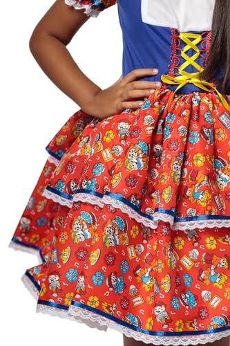 Vestido Festa Junina Caipira Infantil Luxo (M-6 a 8 Anos)
