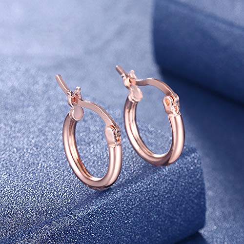 Sterling Silver Hoop Earrings (Rose Gold-13Mm 1/2") #TOP3