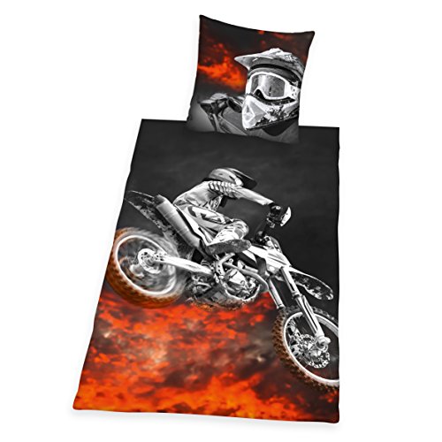 Geschenkeparadies 24 Blechschild 20x30cm Simson S50 2 Herding Young Collection Bettwäsche-Set, Motocross Wendemotiv, Bettbezug 135 x 200 cm, Kopfkissenbezug 80 x 80 cm, Polyester