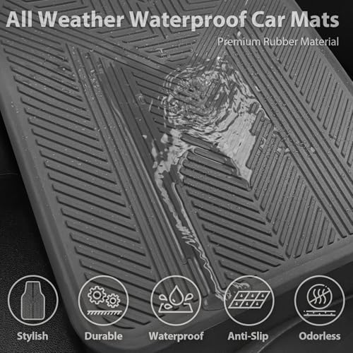 CAR PASS Universal Car Floor Mats & Cargo Liner Full Set, Waterproof Anti-Slip Rubber Trim to Fit Trunk Mats All Weather Protection Fit Car SUV Sedan Coupe Vehicle Automotive 5 Pieces, S-M Size Gray by CAR PASS - Used condition - Image 4
