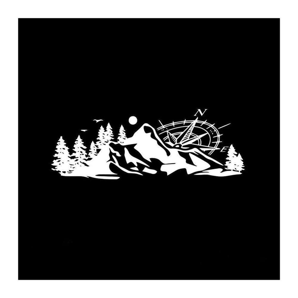 Mountain Peak Compass Car Stickers Door Handle Decals Styling Body(White)