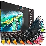 artconvention® Pinselstifte Set I Aquarellstifte Set mit 24 hochwertigen Brush Pens inklusive 2 Wassertankpinsel & Gratis Ebook I Handlettering Stifte Set I Aquarell Stifte wasservermalbar