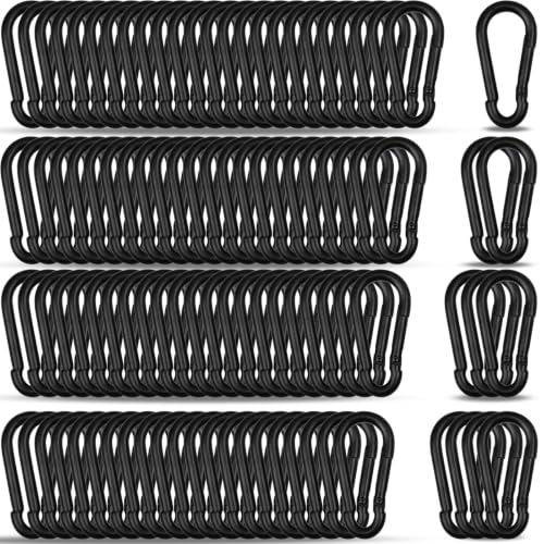 XHMAXE 120PCS Carabiner Clips,1.57IN Heavy Duty Spring Snap Hook,Black