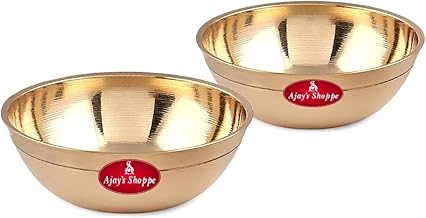 Pure Brass Small Bowl for Pooja/Diwali/Home Decor (Small - 35ML) Set of 2