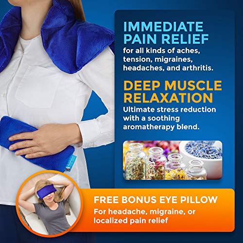Microwavable Heating Pad with Natural Herbal Aromatherapy - for Instant Relief and Relaxation in Cases of Muscle Pain, Tension and Stress, Aches, Spasm, Stiffness, Migraines, and Headaches