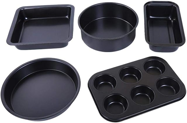 Kiss me Baking Tray Set, 5 Pcs/Set Non-Stick Baking Set Round Cake Tin,Bread Loaf Pan,Cake Pan and Spring Form Cake Tin