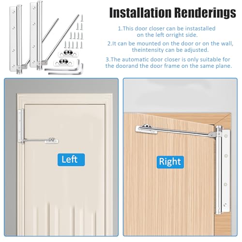 2 Stück automatischer Türschließer Türdämpfer für Innentüren Außentüren Zimmertüren Gartentür Stangentürschließer Automatik Türfeder Schließkraft Federschließer
