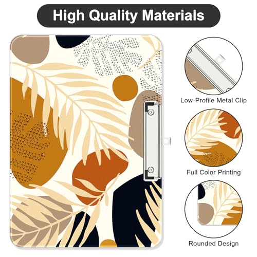 Image of Plastic A4 Clipboard Landscape, Fashion Clip Board with Low Profile Clip for Drawing, Sketching, Art Supplies, Drafting Supplies, Abstract Modern Leaves