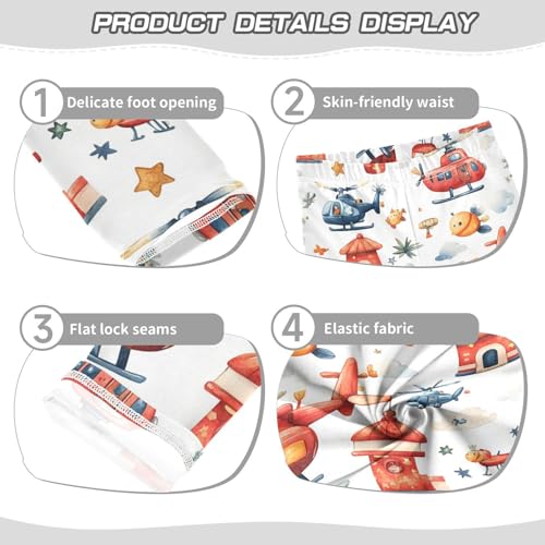 Boccsty Watercolor Cute Fire Engine Helicopter Girls Leggings Kids Yoga Pants Dance Active Tights 4T3