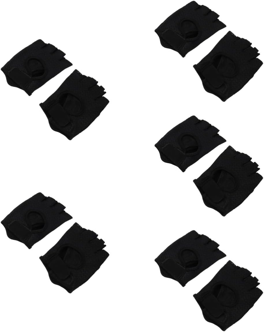 BESPORTBLE 5pairs Breathable Half-Finger Gym Gloves Padded Palm Non- Grip for Weightlifting and Training Lightweight Exercise Gloves for Men and Women and Comfortable