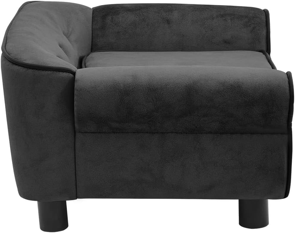 vidaXL Dog Sofa Cat Sofas Dog Sofa Bed Cough Coughes Kitty Puppy Pet Lounge Seating Home Soft Cushion Dark Gray 28.3"x17.7"x11.8" Plush