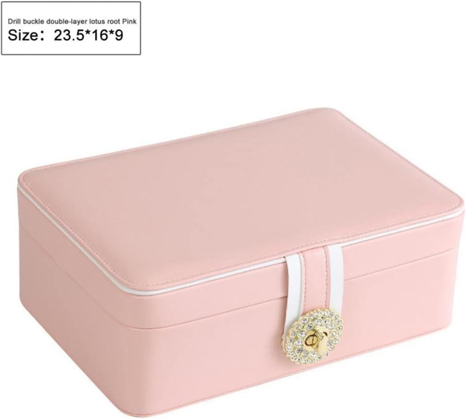 Stylish Jewery Organizer Simple Double-Layer Travel Leather Portable Bracelet Case Earring Ring Necklace Jewellery Storage 1Pcs (Color : H01 10X10X5cm)