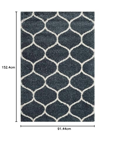 Image of Super Ultra Modern Soft Shaggy Handcrafted Anti-Skid Silk Touch Carpet, Size 3x5 Feet, Color SLATEE BLUE11