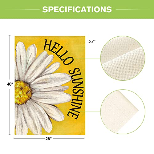 Avoin Colorlife Hello Sunshine House Flag 28X40 Inch Double Sided Outside, Summer Spring Floral Daisy Yard Outdoor Flag Yellow #TOP5