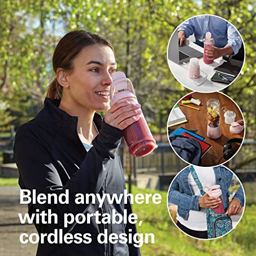 Hamilton Beach Mini Cordless Portable Personal Blender For Shakes And Smoothies, Usb Rechargeable, 16 Oz. Jar With Leakproof Travel Lid, 6 Stainless Steel Blades, Pink (51181) #TOP1