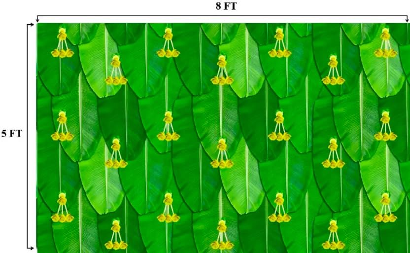 Image of Banana Leaf Design Backdrop Decoration Pooja Cloth (5 * 8 FT) (Banana 11)