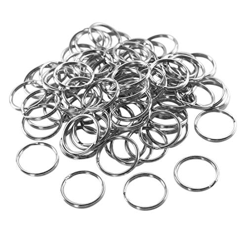 Akiro 50 Pcs Nickel Key Rings, 25Mm Keyring Split Ring Metal Key Holder Pocketed Clasps Connectors, Heavy Duty Metal Key Chain Ring #TOP2