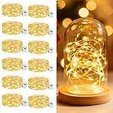 litogo 12 Stück Mini Lichterkette mit Batterie, 2M 20 LED Lichterkettenbatterie mit 3 Modi, Wasserdicht Kleine Lichterketten Batteriebetriebene für Hochzeit Party Innen Weihnachten Deko, Warmweiß