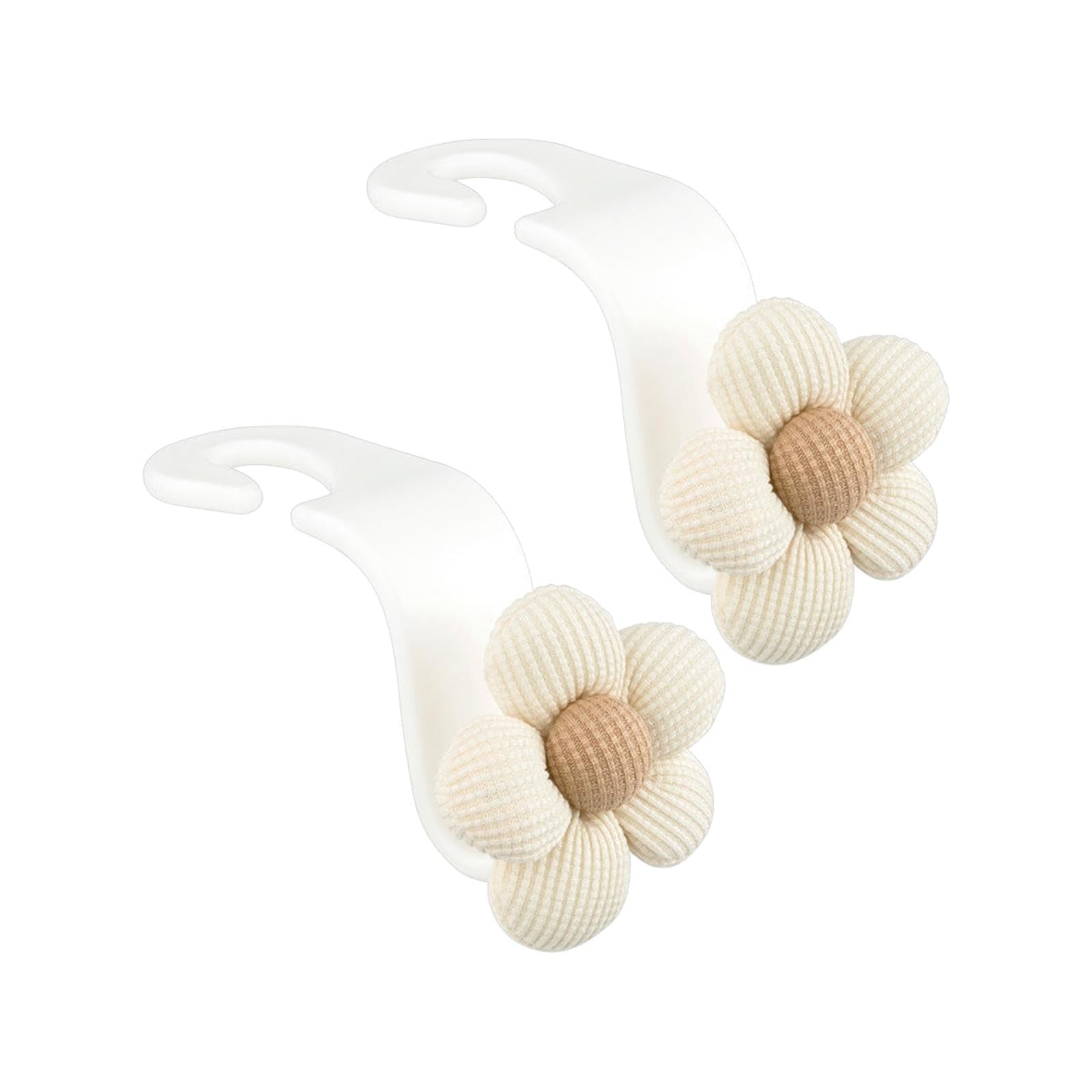 Neaxgeandx White Flower Car Seat Headrest Hook Durable Hanger For Grocery Coat Umbrellas 2 Pieces
