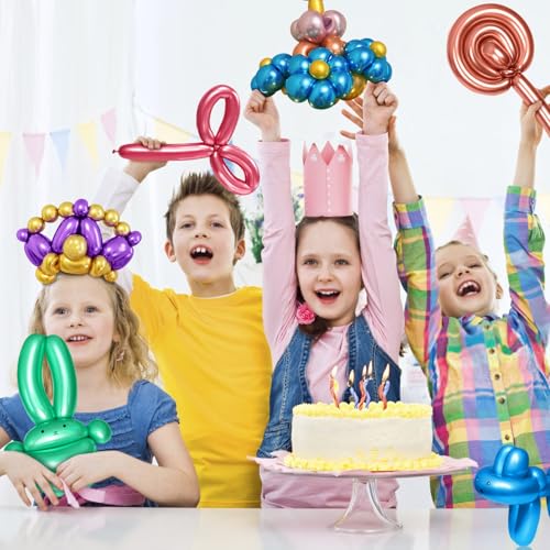 Image of 260 Metallic Multi Long Balloons for Balloon Garland Thickening Skinny Latex Twisting Animals Modeling Christmas Birthday Wedding Party Festival Decorations 100pcs
