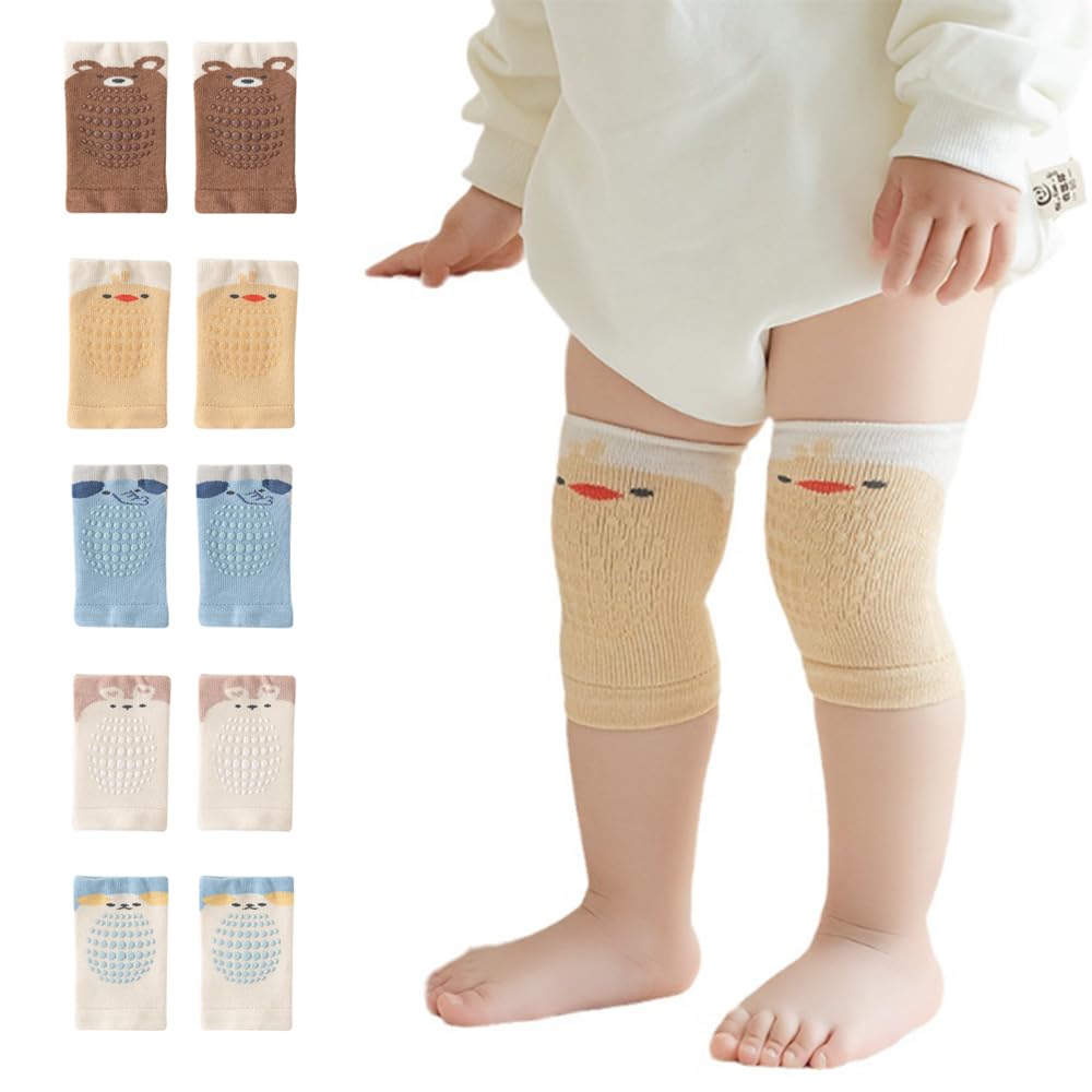 DZOZO 5 Pair Baby Knee Pads Anti-Slip Baby Crawling Knee Pads Baby Knee Protectors Toddler Baby Knee Pads Crawling Socks Baby Short Kneepads Baby Knee Protectors Leg Warmers Elbow Pads