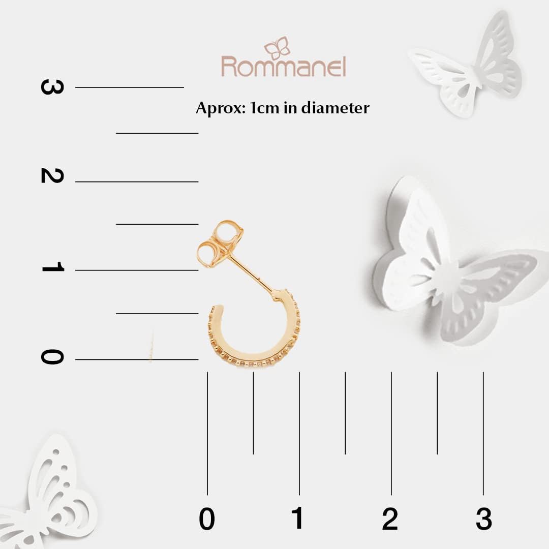 Rommanel 18K Gold-Plated Half Hoop Earrings with Zirconia Crystal, Delicate, Lightweight & Classy Earring Set