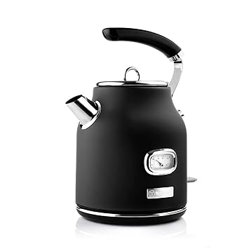 Westinghouse Stainless Steel 1.7L 2200W Retro Series Electric Kettle|Fast Boil, Water Boiler For Hot Drinks, Quiet Boil & Detachable Filter|Temperature & Water Level Indicator|2 Years Warranty (Black) - image, photos