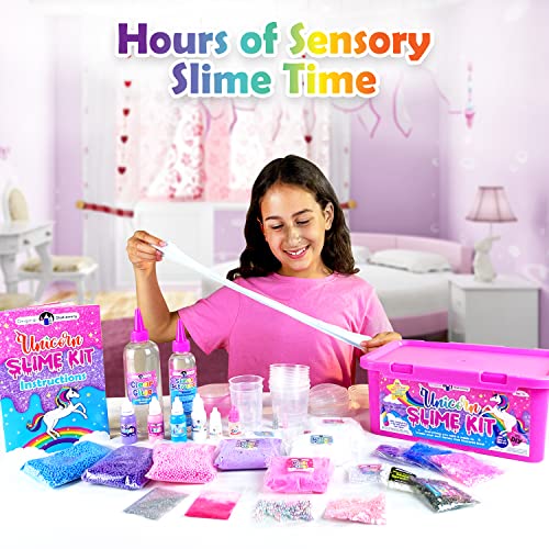 Original Stationery Unicorn Slime Kit for Girls 10-12, Magical Supplies to Make Amazing Unicorn and Glow in The Dark Slimes, Fun Easter and Birthday Gift