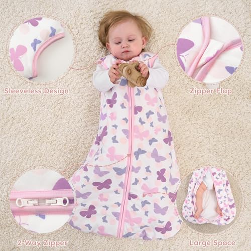 Image of Yoofoss Baby Sleep Sack 6-12 Months, 1.5 Tog Baby Wearable Blanket with 2-Way Zipper, 100% Cotton Organic Fabric Winter Infant Sleeping Sack, Warm Soft Comfy