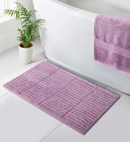 Image of Obsessions Soft & Plush Bath Mat | Quick Dry, Stain & Skid Resistant | Luxuriously Soft, Long Lasting Color | TPR Latex Backing, Size 40x60 cm, Onion Pink & Plum