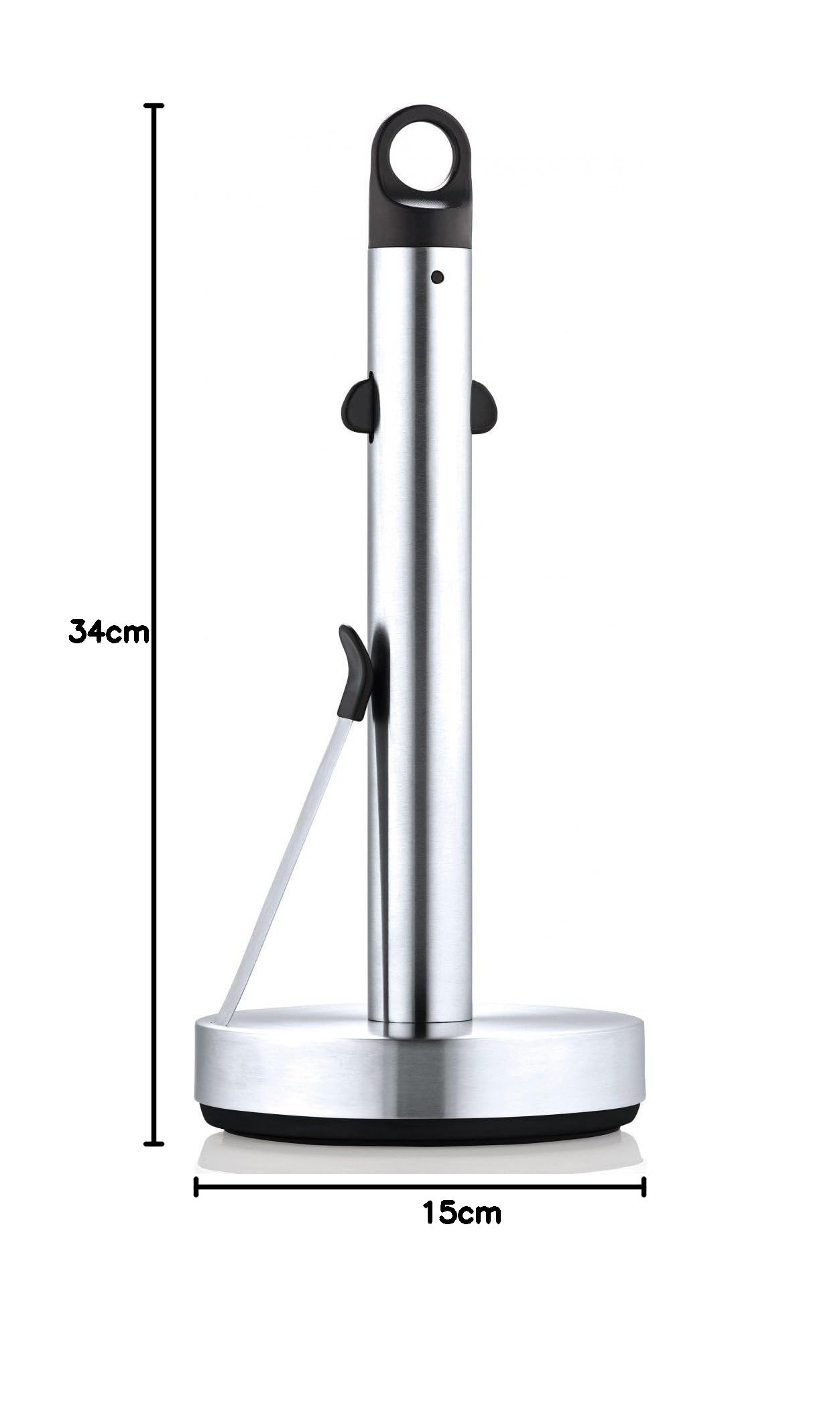 blomus -LOOP- Küchenrollenhalter aus mattiertem Edelstahl, stabiler Papierrollenhalter, Beschwert für Ein-Hand-Bedienung, exklusives Küchenaccessoire (H / B / T: 34 x 15 x 15 cm, Edelstahl, 63651)