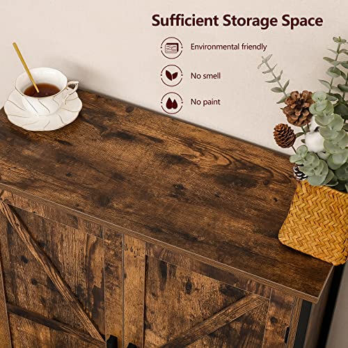 Weenfon Storage Cabinet, Industrial Floor Cabinet With 2 Doors & 1 Shelf, Wooden Freestanding Storage Cabinet With Metal Frame, Buffet Cabinet, For Living Room, Bedroom, Rustic Brown & Black #TOP6
