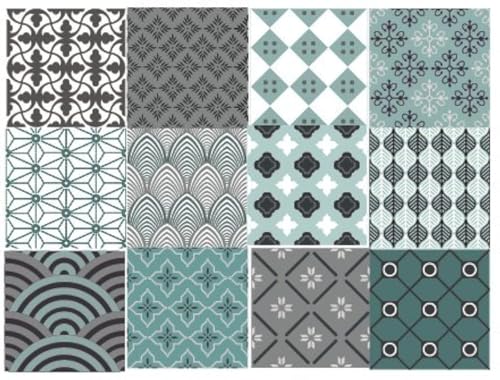 Menta Decorative Tile Stickers Set 12 Units 6x6 inches. Peel & Stick Adhesive Vinyl Tiles. Backsplash. Staircase. Home Decor. Furniture Decor.