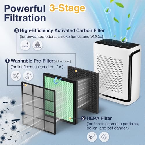Vital 200S-P Toxin Absorber Replacement Filter for LEVOIT Vital 200S Vital 200S-P Air Purifier, 2-in-1 HEPA & High-Efficiency Activated Carbon, V-ital-200S-RF-TX(LRF-V201-GUS), 2 Pack, Green