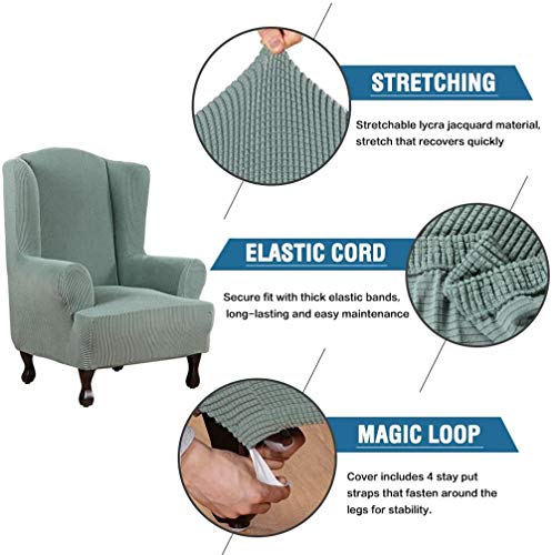 Funda elástica para silla de ala en tela de elastano lavable para comedor 3