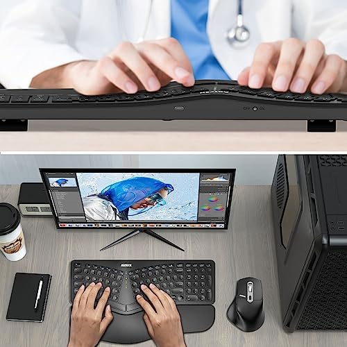 Arteck Split Ergonomic Keyboard with Palm Rest, 2.4G USB Wireless Keyboard — view 6