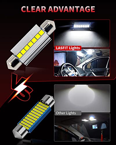 LASFIT 7443 7444 LED Switchback Front Turn Signal Bulb Canbus Error Free White Amber 7443NA DRL 42MM LED Festoon Dome Map Trunk Glove Box Lights 212-2 Xenon White 2023 New, Only For Standard Socket