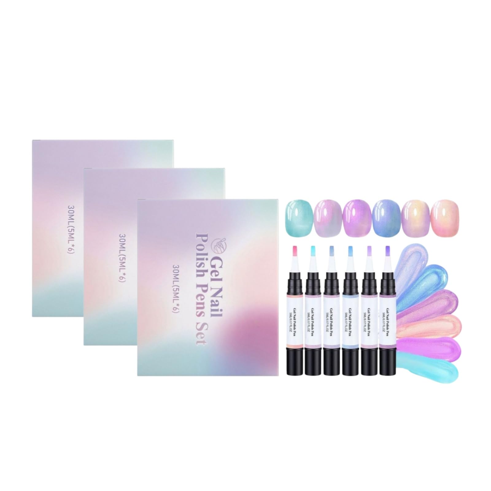 Schimmernder Nagellack, magnetisch, Set mit 6 Farben, lang anhaltend
