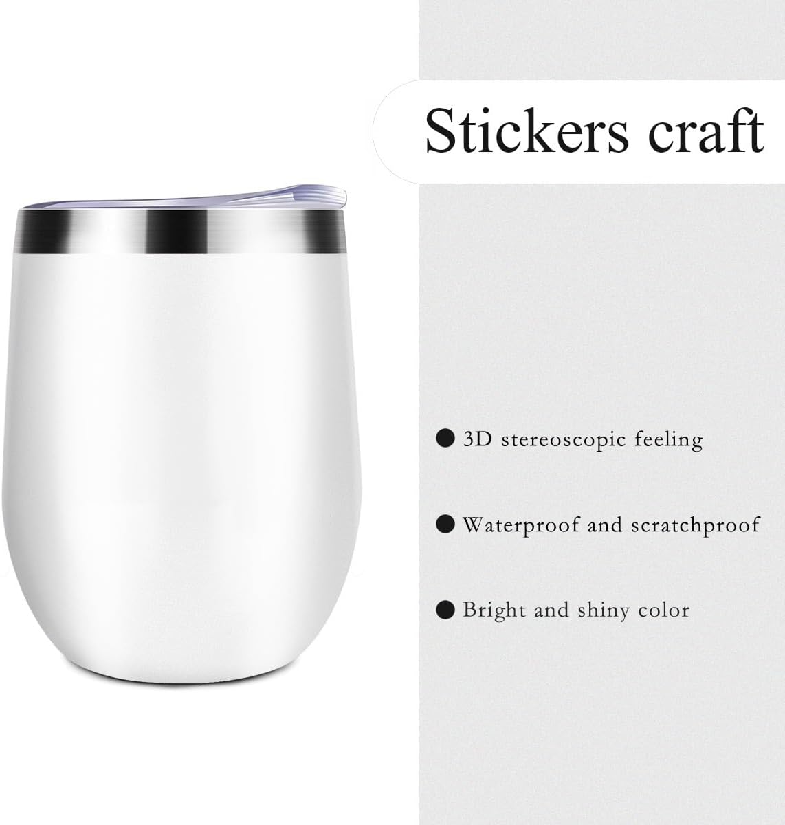 Personalized Custom Wine Tumblers Customized with Photo Text Name 12 oz Stainless Steel Travel Coffee Cup Christmas Birthday Gift for Him, Her, 1 PC, Blank White - Image 3