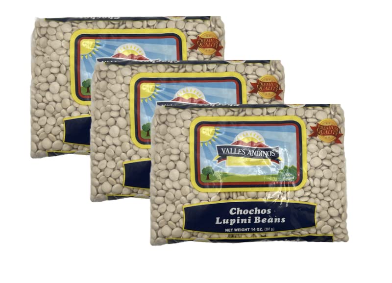 Valles Andinos Chochos Lupini Beans 14oz397g 100% naturales Frijoles peruanos Paquete de 3